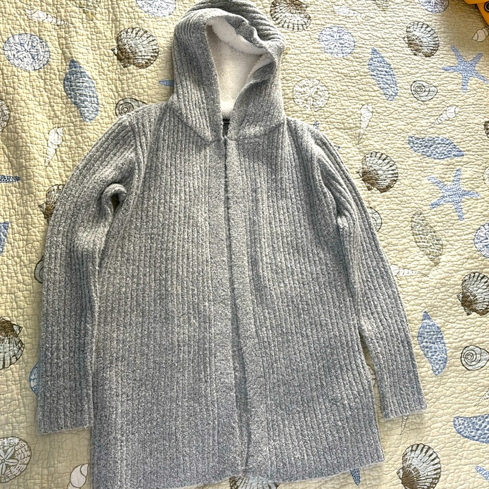 Almost Famous grey Sherpa hood open front cardigan